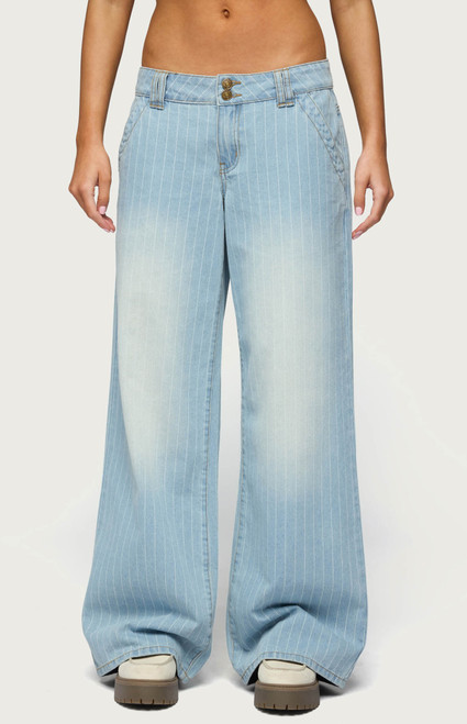 Edikted Women's Cory Striped Low Rise Baggy Jeans - 0267609690008