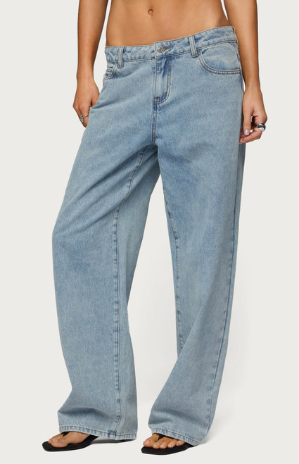 Edikted Women's Dalina Washed Low Rise Baggy Jeans - 0267609690021