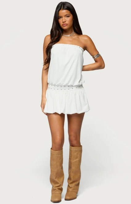 Edikted Women's Layton Studded Strapless Bubble Mini Dress - 0271609690013
