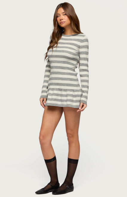 Edikted Women's Caisyn Striped Ribbed Knit Mini Dress - 0271609690026