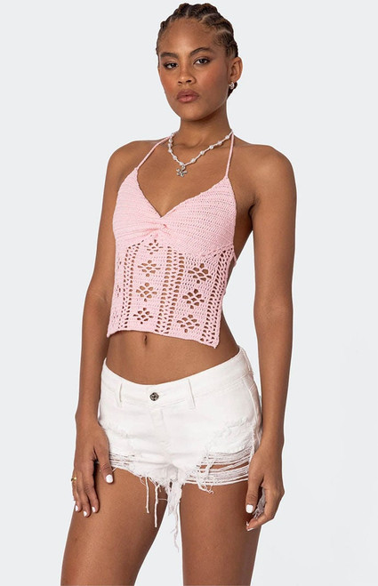 Edikted Women's Jada Open Back Crochet Top - 0712609690112