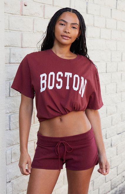 John Galt Women's Burgundy Marcie Sweat Shorts - 0842601600293
