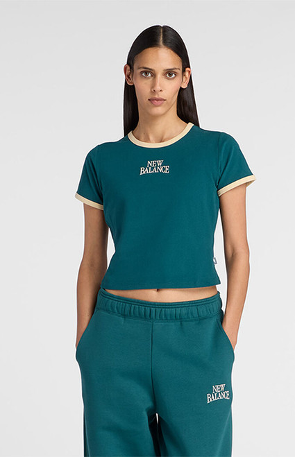 New Balance Women's Linear Heritage Ringer T-Shirt - 0775221770001