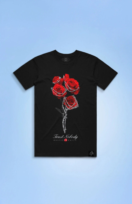 HASTAMUERTE Men's Retro 4 Bred Barbed Roses T-Shirt - 0097611340021