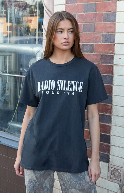 John Galt Women's Penelope Radio Silence Tour Oversized T-Shirt - 0790601600515