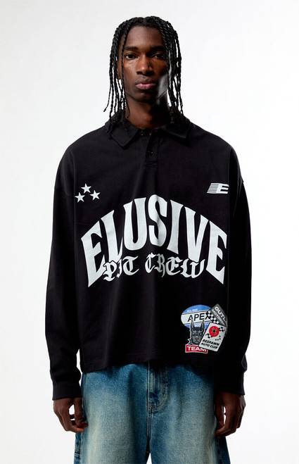 Pacsun Men's Elusive Pit Crew Long Sleeve Rugby Shirt - 0126468680006
