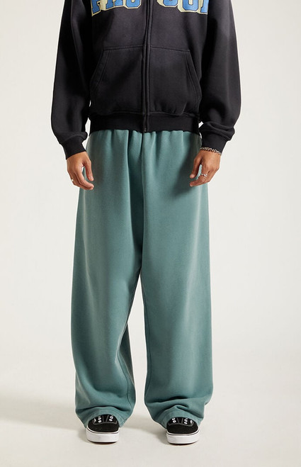 Pacsun Men's Green Washed Fleece Extreme Baggy Sweatpants - 0133522800071