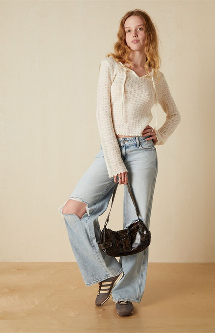 Your Favorite Women's Diana Open Knit Tie Front Sweater - 0740609850034