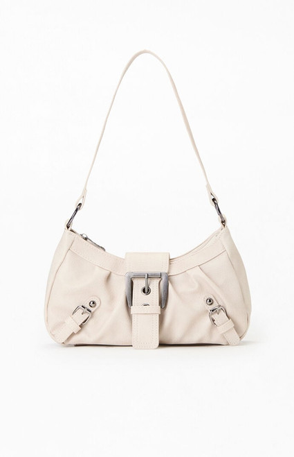 Pacsun Women's Cream Faux Leather Buckle Bag - 0645491390016
