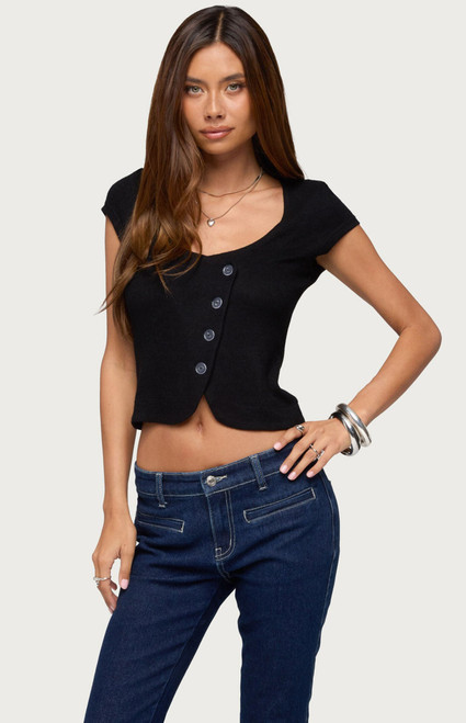 Edikted Women's Blaunca Asymmetric Knit Top - 0263609690095
