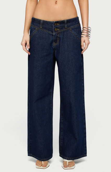 Edikted Women's Petite Meredith Low Rise Wide Leg Jeans - 0267609690032