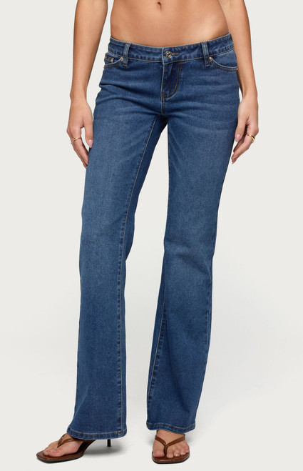 Edikted Women's Vania Ultra Low Rise Bootcut Jeans - 0267609690037