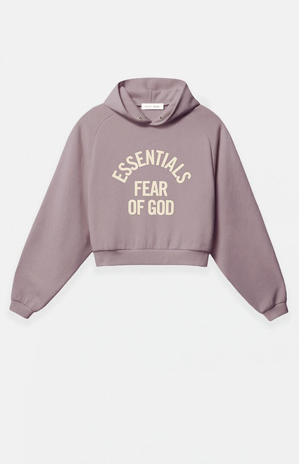 Fear of God ESSENTIALS Women's Faded Mauve Campus '90s Cropped Hoodie - 0192468680097468