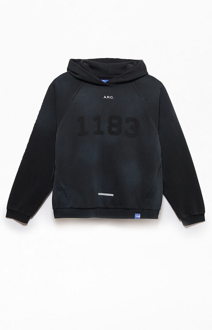 A.R.C. Men's 1183 Black Vintage Wash Heavyweight Raglan Oversized Fleece Hoodie - 0140484260125