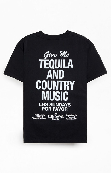 Los Sundays Men's Black The Tequila & Country Music T-Shirt - 0097522800416