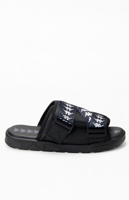 Kappa Men's Black & White 222 Banda Mitel 1 Slide Sandals - 0518610900002