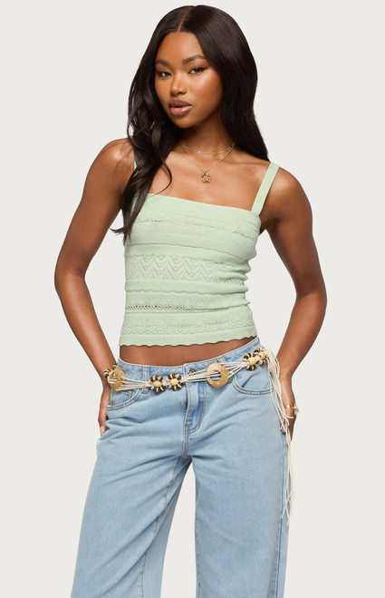 Edikted Women's Naia Pointelle Knit Tank Top - 0261609690007