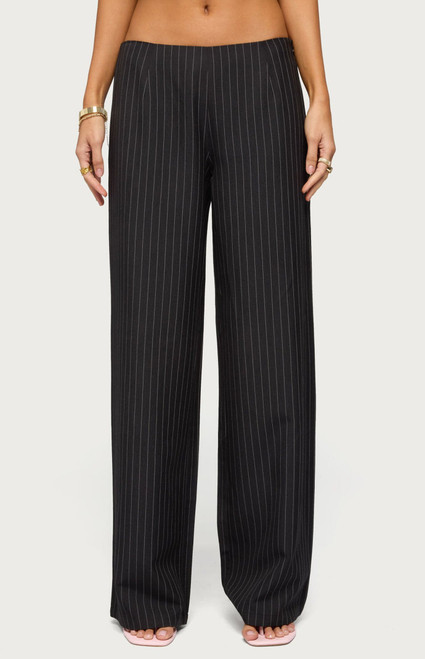 Edikted Women's Kerie Pinstripe Low Rise Pants - 0268609690030