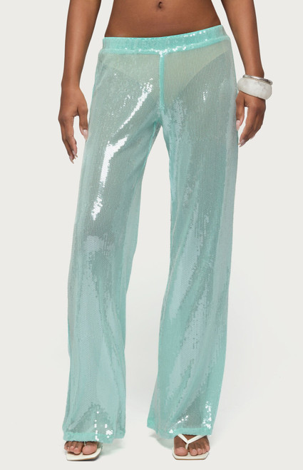 Edikted Women's Avalee Sequin Wide Leg Pants - 0268609690035