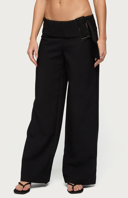 Edikted Women's Cerise Buckle Low Rise Baggy Pants - 0268609690036