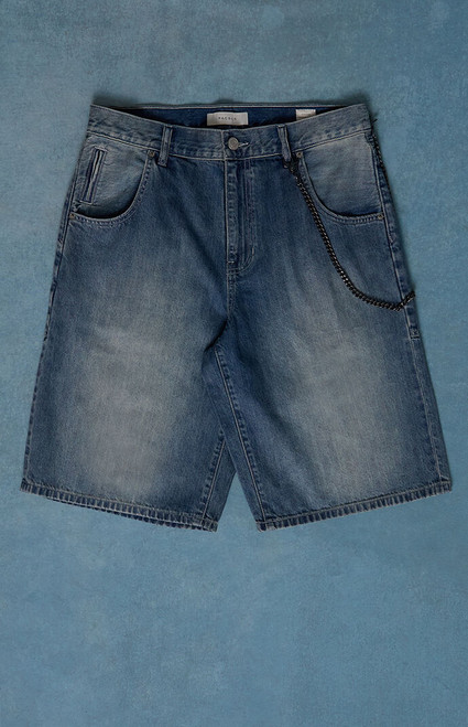 Pacsun Men's Austin Extreme Baggy Jean Shorts Chain Medium Blue - 0170454210032