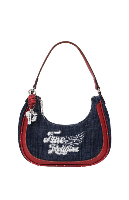 True Religion Women's Red Wing Motif Denim Hobo Bag - 0276141730050