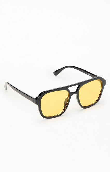 Pacsun Men's Black & Yellow Parker Aviator Sunglasses - 0621003320014