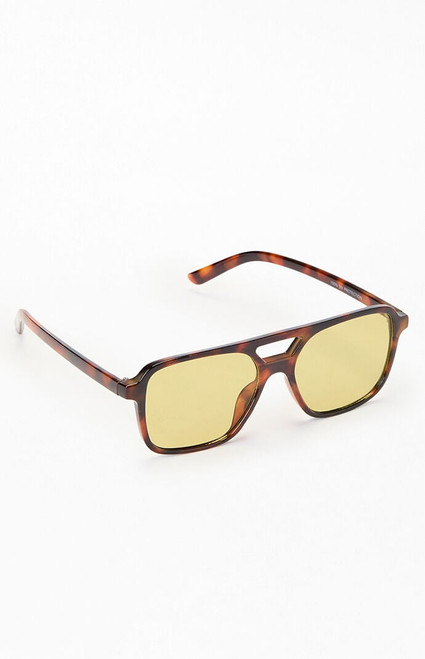 Pacsun Women's Tortoiseshell Violette Plastic Aviator Sunglasses - 0650611000016