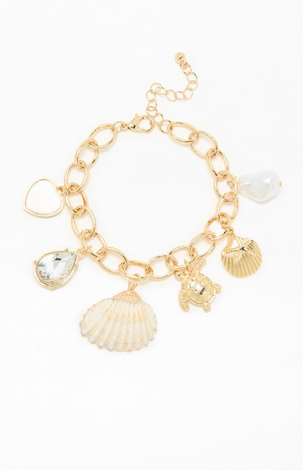 Pacsun Women's Mixed Seashell Charm Bracelet - 0656610470041