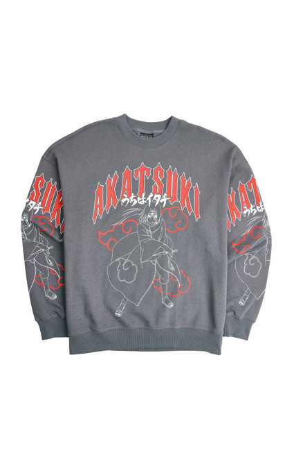 Men's Naruto Akatsuki Kanji Crew Neck Sweatshirt - 0234603580006