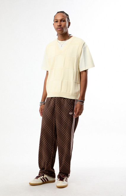 adidas Men's Brown Firebird Monogram Loose Track Pants - 0135000250013