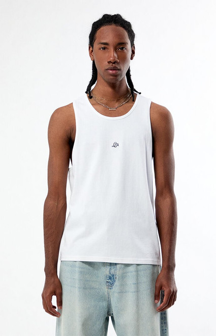 Pacsun Men's LA Script Embroidered Ribbed Muscle Tank Top - 0124468680055