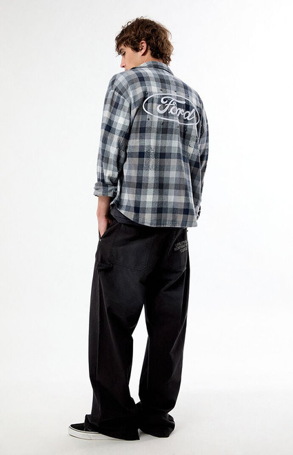 FORD Men's Logo Flannel Long Sleeve Shirt - 0183611140035