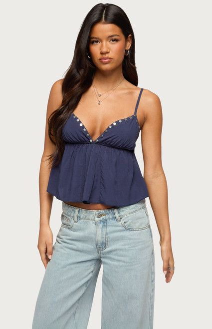 Edikted Women's Alina Studded Babydoll Tank Top - 0260609690075