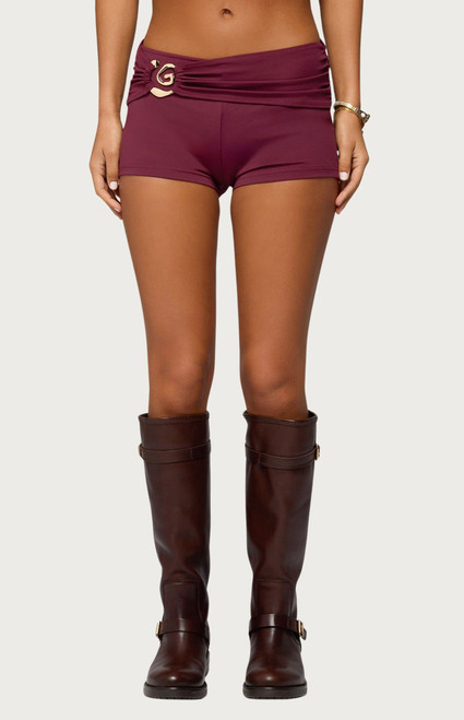 Edikted Women's Rusana Swirl Ruched Micro Shorts - 0266609690043