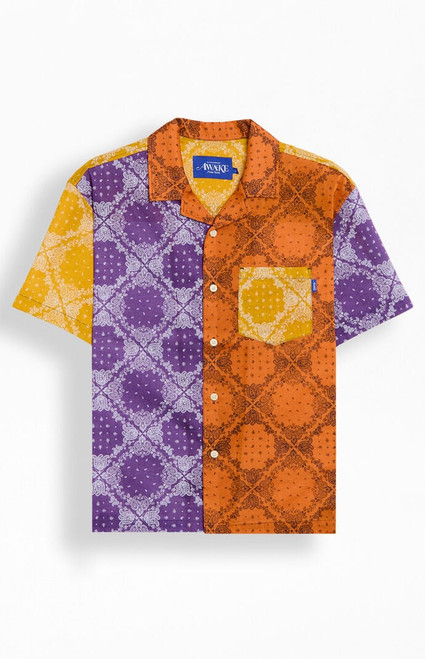 Awake NY Men's Colorblock Paisley Camp Shirt - 0130603440045