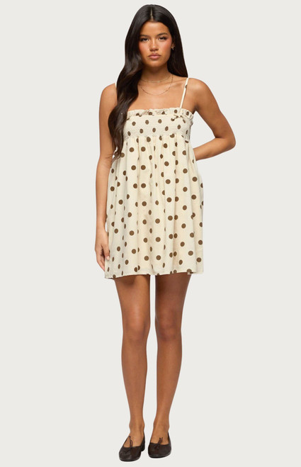 Edikted Women's Polka Dot Linen Look Mini Dress - 0271609690055