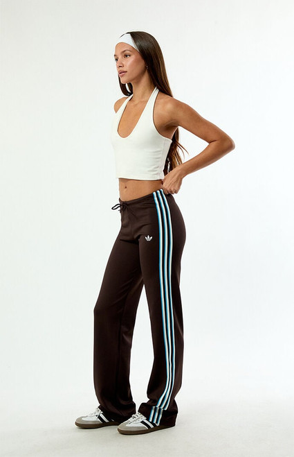 adidas Women's Brown 3-Stripe Slouchy Straight Leg Track Pants - 0850000250017