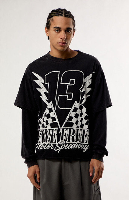 Pacsun Men's Born Free 2fer Long Sleeve Layered T-Shirt - 0126468680016