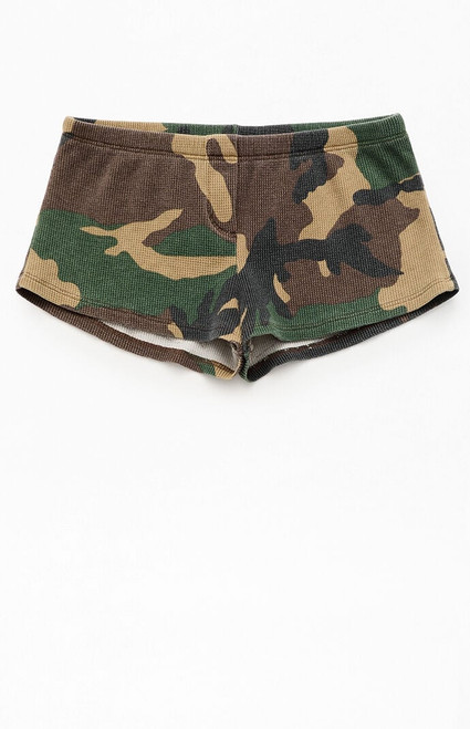 John Galt Women's Camo Waffle Knit Boxer Shorts - 0842601600370