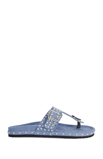 AZALEA WANG Women's Daisy Chain Denim Studded Sandals - 0275611590010