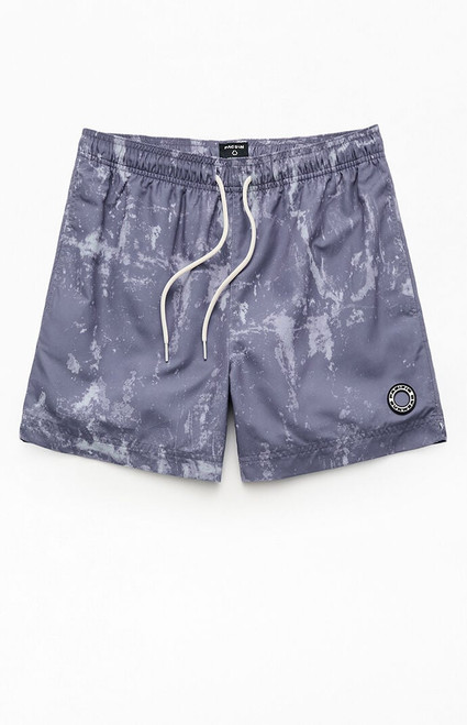Pacsun Men's Gray Oil Dye 4.5" Swim Trunks - 0150603490267