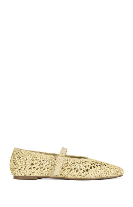 AZALEA WANG Women's Kalenna Beige Woven Ballet Flats - 0275611590042