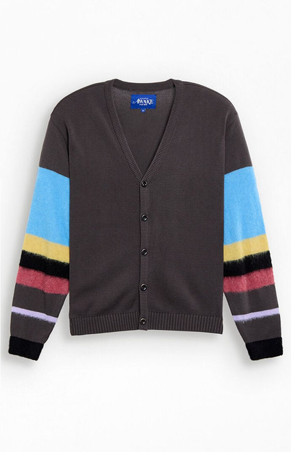 Awake NY Men's Striped Sleeve Mohair Cardigan - 0192603440072
