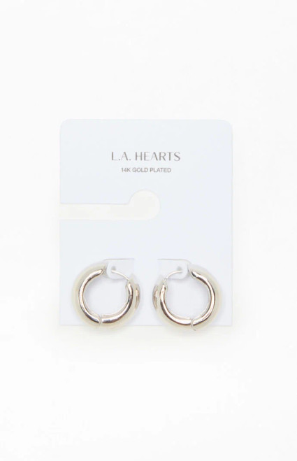 LA Hearts Women's Silver 14K Gold Plated Chunky Hoop Earrings - 0656610500033