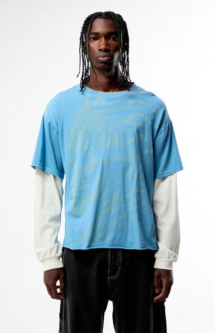 Pacsun Men's Flamez 2fer Long Sleeve Cropped T-Shirt - 0126468680028