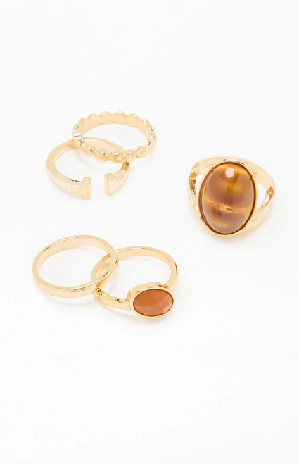 Pacsun Women's 5 Pack Milo Rings - 0656448200026