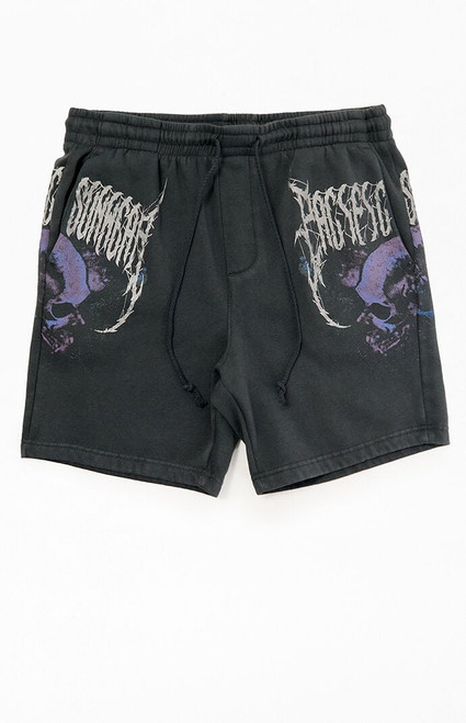 Pacsun Men's Skull Fleece Sweat Shorts - 0172522800046