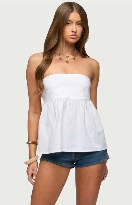 Edikted Women's Linen Look Strapless Babydoll Top - 0260609690090