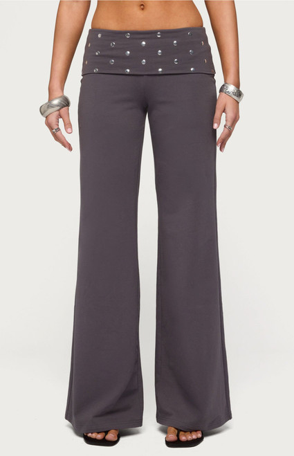 Edikted Women's Breanna Studded Foldover Wide Leg Pants - 0268609690038